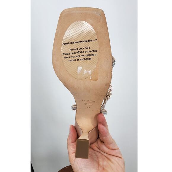 Mia Becar Gold Champane Audrey Sandal Size 41 US 11 Bling Strappy Dress Formal - Picture 16 of 16